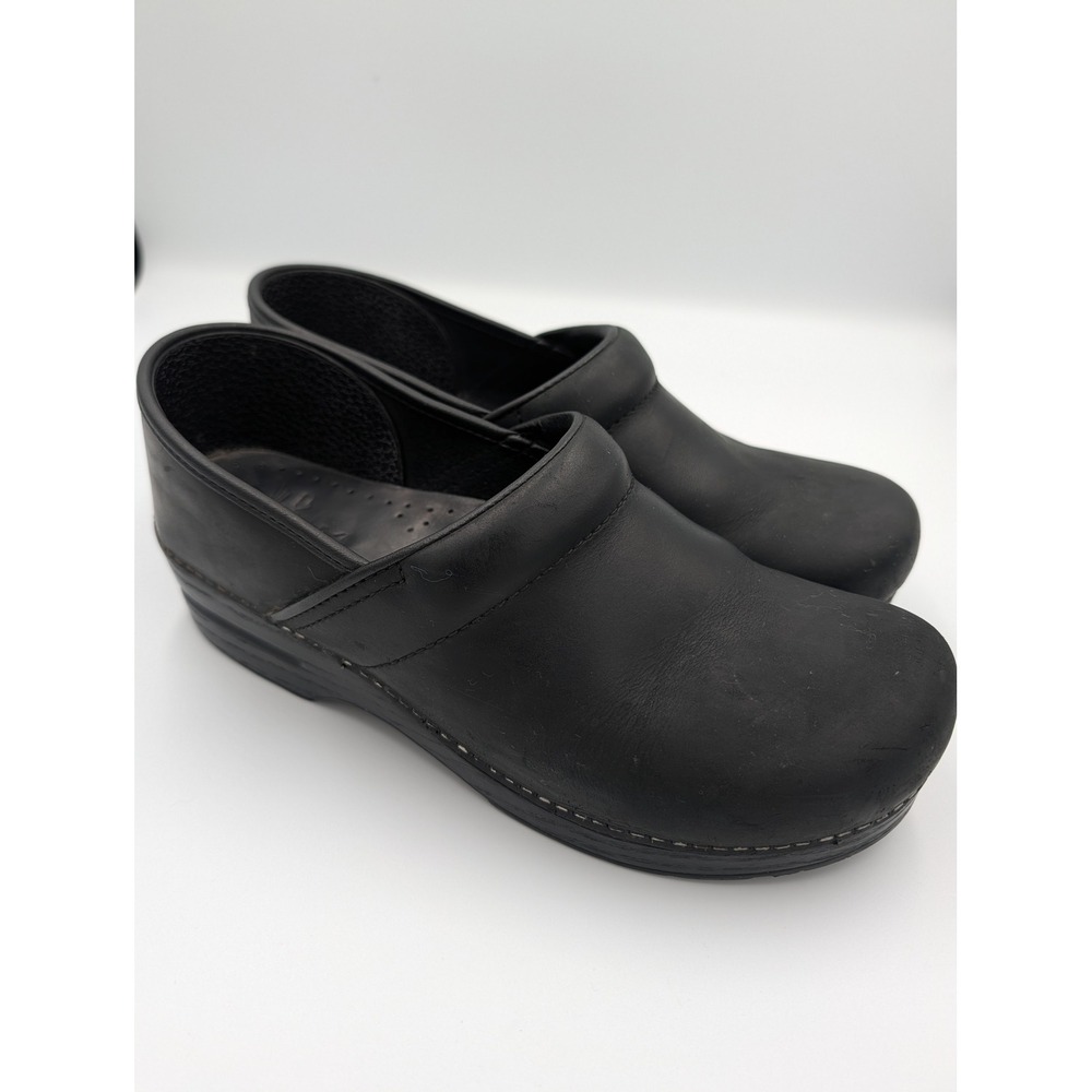 Dansko Professional Black Oiled Leather Clogs Women 41 Work Nursing Comfort Shoe